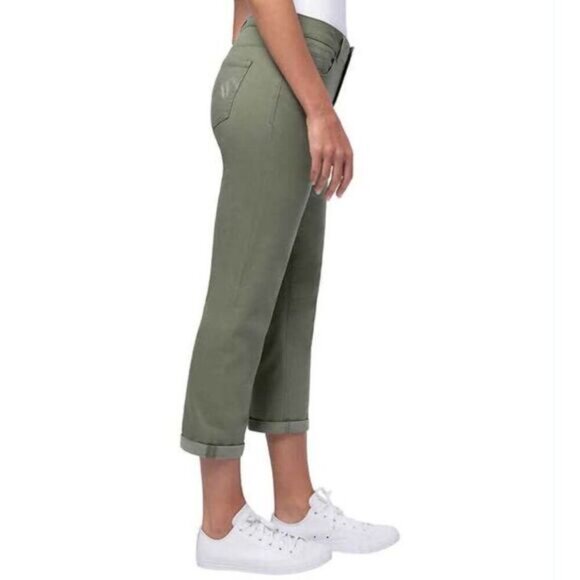 SANTANA JEANS Tummy Control Cropped Casual Capri Pants Green Sz 16 - Picture 13 of 13